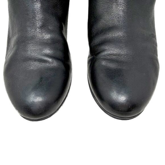 Stuart Weitzman Rugerio Boots Womens 7 M Black Leather Wedge Slouchy Moto - Picture 8 of 14
